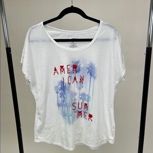 Sonoma White American Summer Graphic Tee  Palm Trees XL